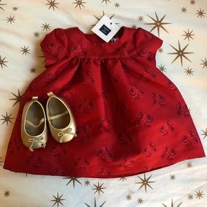 Janie and Jack Christmas Holiday Dress w/shoes NWT